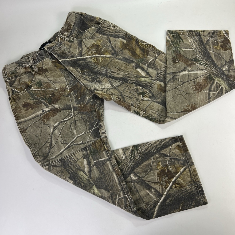 Realtree Camo Pants Mens 34x30 Camouflage Hunting 5 Pocket Cotton Double Knee